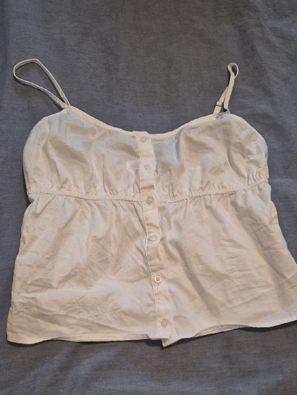 Brandy Melville White Button-Front Spaghetti Strap Top